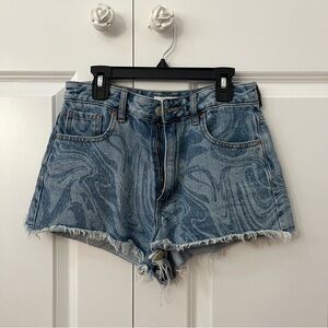 PacSun Eco Swirl Print High Waisted Denim Festival Shorts